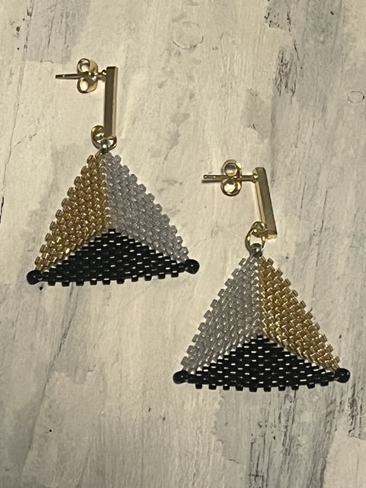 3-D Triangle Earrings