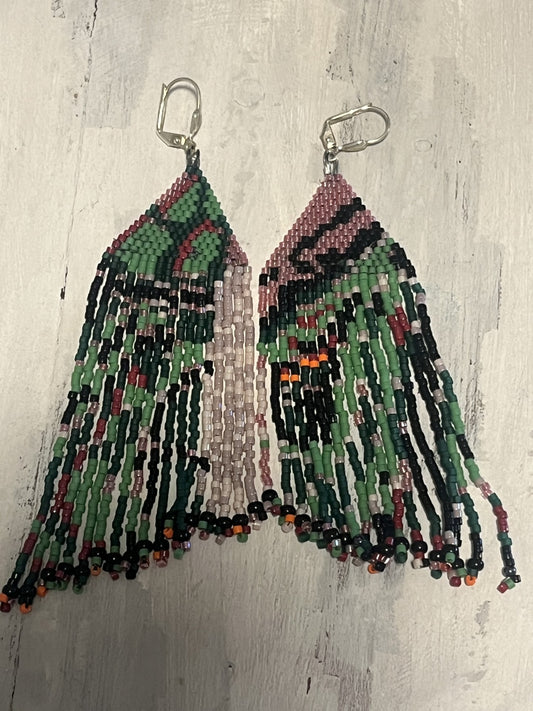 Green Chaos Fringe Earrings