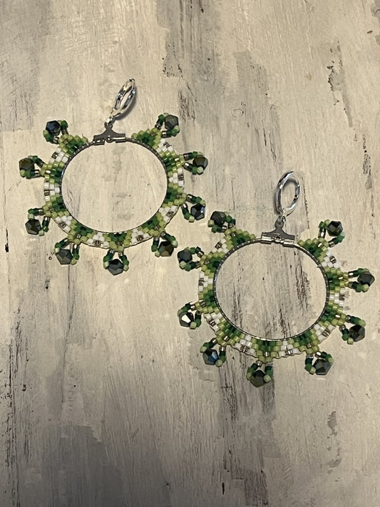 Green Goddess Hoop Earrings