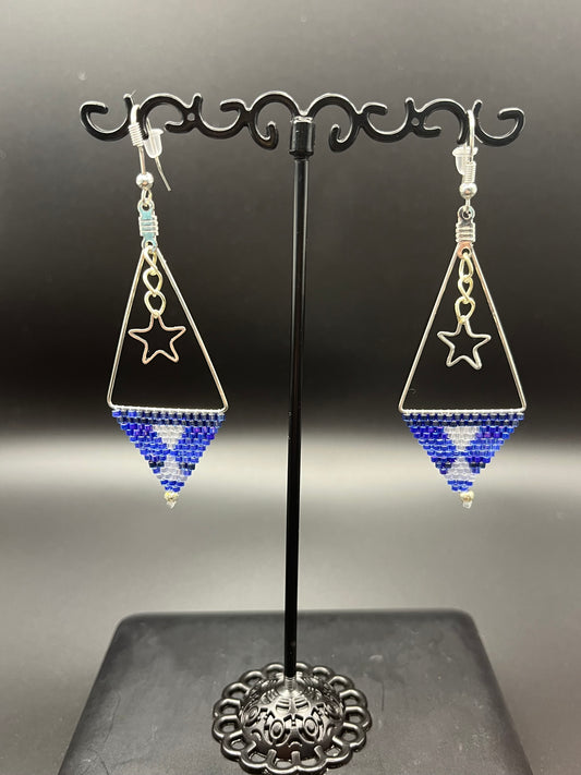 Blue Star Diamond Drop Earrings