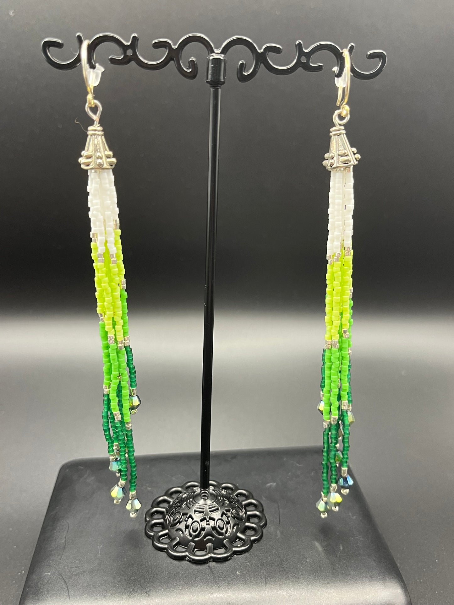 Enchanted Green Tassel Earrings